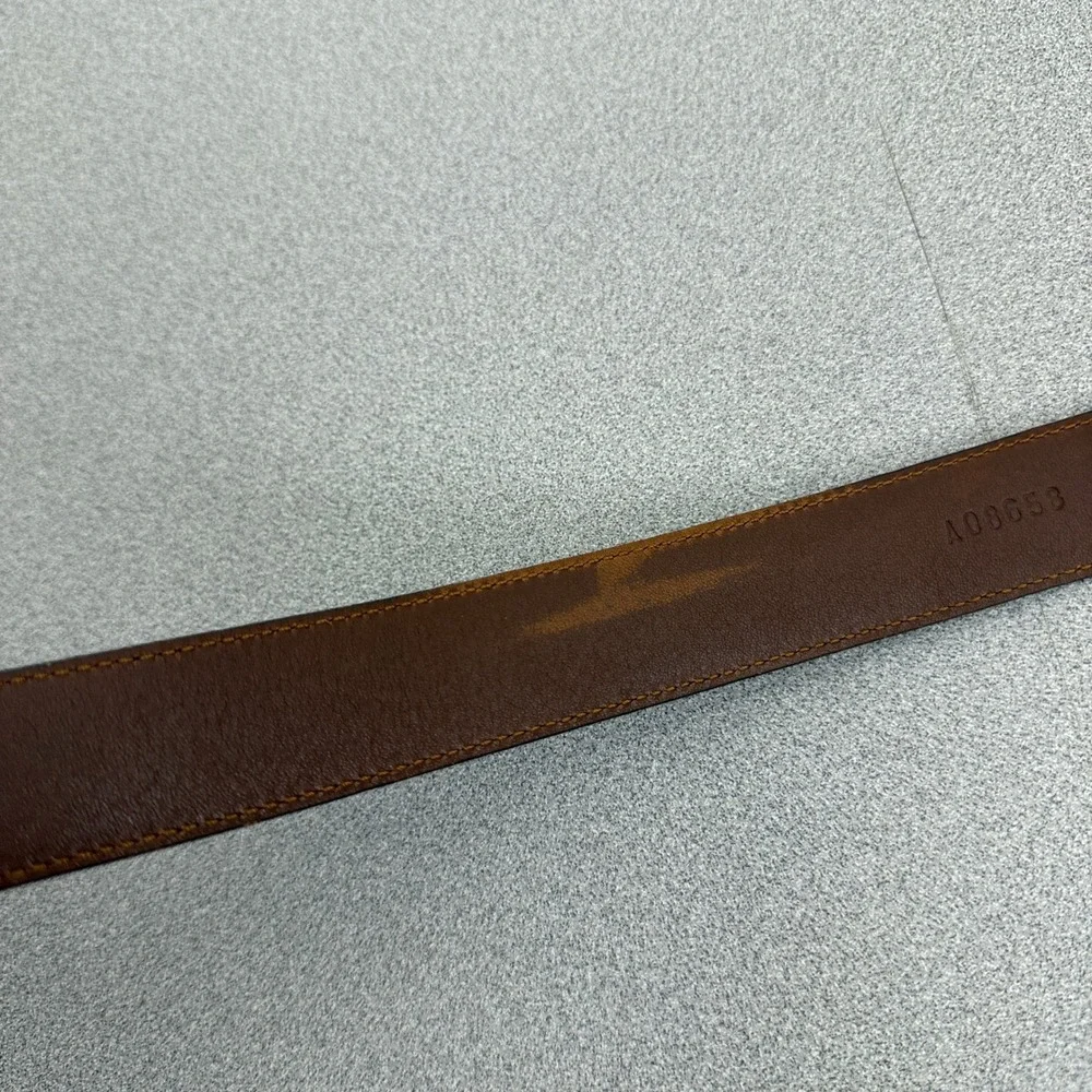 Cole Haan Belt Mens Size 38 Brown Suede Leather Silver Tone Buckle